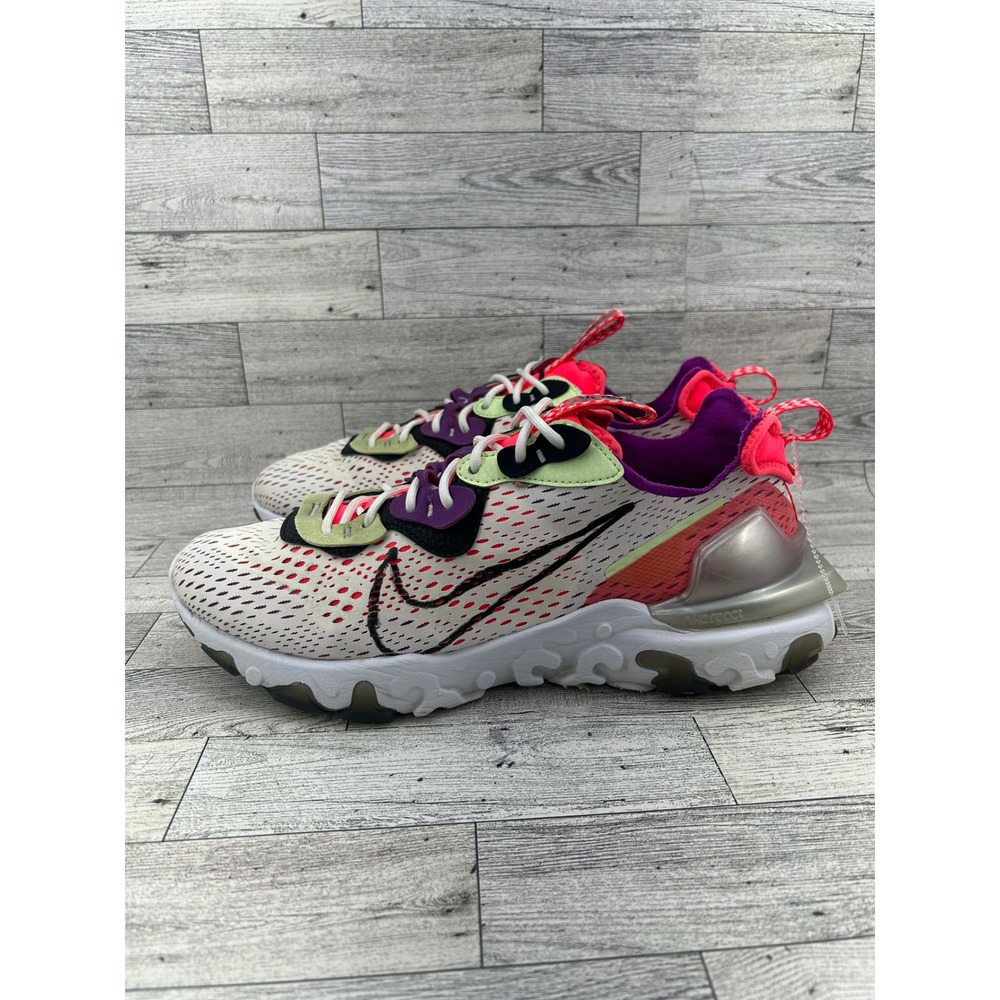 Nike React Vision CD4373-102 Running Shoes Sneakers White Multi Neon US‎ 10 Mens - Picture 4 of 12
